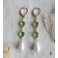 "In unison" Green hearts pearldrops earrings, Dark Academia, victorian, Coquette, renaissance, cottagecore, historical