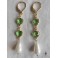 "In unison" Green hearts pearldrops earrings, Dark Academia, victorian, Coquette, renaissance, cottagecore, historical