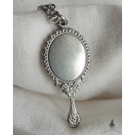 Doppelgänger Victorian Mirror Necklace in Silver Steel, Dark Mori, Dark Academia, Elven, Wedding, Gothic, Cottagecore