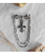 Monarchie Broche Fleur de Lys de France acier argent, Dark Academia, Gothique, historique, cadeau homme