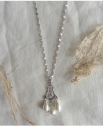 Edouardian dream Collier Perles gouttes nacre argent, Années Folles, Dark Academia