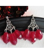 Mata H. Boucles d'oreilles lustres Larmes rouges, victorien, Boucles gothiques, Gouttes, Vampire