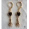 Boucles d'oreilles Victoriennes Coeur Noir Main et Perle goutte, Main de tarot or 18K, Ex-voto, Hamsa, Dark Academia