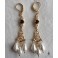 Boucles d'oreilles Victoriennes Chandelier Perles gouttes or noir et blanc, Dark Academia