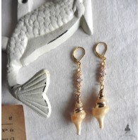 Déesse Aphrodite, Boucles d'oreilles Coquillage doré or, boucles été, Bohême, Mer, Plage, Sirène, Dark Academia, Coquille