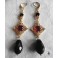 Jeanne Seymour, Boucles d'oreilles Tudor Reine Rouge Perle noire, Renaissance, médiéval, Cottagecore, Dark Academia, Gothique