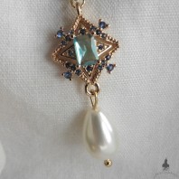 Elizabethan Starry Diamond Color & Pearldrop Queen Tudor Necklace, Renaissance, Medieval, Dark Academia, Royal, historical