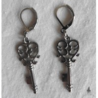 Cottagecore Keyhouse, Boucles d'oreilles Petites Clés Vintage argent, Skeleton key, Dark academia, Steampunk