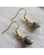 Boucles d'oreilles Goutte Labradorite doré minimaliste, Bijou bohème, Pierre, festival, Mariage