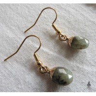 Boucles d'oreilles Goutte Labradorite doré minimaliste, Bijou bohème, Pierre, festival, Mariage