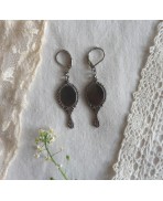 Doppelgänger Boucles d'oreilles Miroir victorien argent, Dark Academia, Mariage, Gothique, Cottagecore