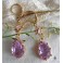 Boucles d'oreilles Sainte Olga mauve or, Tudor, Renaissance, victorien, médiéval, Gothique, Renfaire