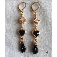 Boucles d'oreilles Ex-voto coeur Milagro & Main NOIR, Main de tarot
