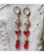 Boucles d'oreilles Ex-voto coeur Milagro & Main ROUGE, Main de tarot
