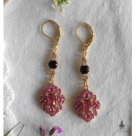 Artemisia Boucles d'oreilles Baroques Rose et noir, Tudor, Reine, Elisabéthain, Royal