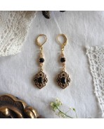 Milady de Winter, Boucles d'oreilles Baroques noir, Gothique, Elisabéthain, Royal