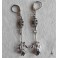 Boucles d'oreilles Rose et tige 3D argent, Renaissance, médiéval