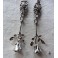 Boucles d'oreilles Rose et tige 3D argent, Renaissance, médiéval