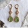 Boucles d'oreilles édouardiennes ovales vert pâle or, Dormeuses vertes, Régence, Renaissance, victorien, Renfaire
