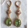 Boucles d'oreilles édouardiennes ovales vert pâle or, Dormeuses vertes, Régence, Renaissance, victorien, Renfaire