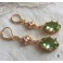 Boucles d'oreilles édouardiennes ovales vert pâle or, Dormeuses vertes, Régence, Renaissance, victorien, Renfaire