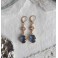 Boucles d'oreilles édouardiennes ovales Bleu or, Dormeuses bleues, Régence, Renaissance, victorien, Renfaire