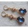 Boucles d'oreilles édouardiennes ovales Bleu or, Dormeuses bleues, Régence, Renaissance, victorien, Renfaire