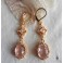 Boucles d'oreilles édouardiennes ovales rose pâle or, Dormeuses roses, Régence, Renaissance, victorien, Renfaire