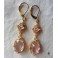 Boucles d'oreilles édouardiennes ovales rose pâle or, Dormeuses roses, Régence, Renaissance, victorien, Renfaire