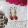 Boucles d'oreilles édouardiennes ovales Rouge or, Dormeuses rouges, Régence, Renaissance, victorien, Renfaire