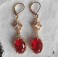 Boucles d'oreilles édouardiennes ovales Rouge or, Dormeuses rouges, Régence, Renaissance, victorien, Renfaire