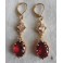 Boucles d'oreilles édouardiennes ovales Rouge Bordeaux or, Dormeuses rouges, Régence, Renaissance, victorien, Renfaire