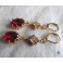 Boucles d'oreilles édouardiennes ovales Rouge Bordeaux or, Dormeuses rouges, Régence, Renaissance, victorien, Renfaire