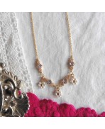 Marguerite, Collier Régence fleurs de perles et zircons Blanc, Mariage, Coquette, Tudor, Renaissance