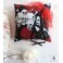 Coussin Porte Alliances Crânes & Roses rouge, noir et blanc, Mariage Gothique, Tête de mort