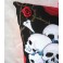 Coussin Porte Alliances Crânes & Roses rouge, noir et blanc, Mariage Gothique, Tête de mort