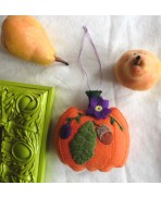 Ornement Citrouille orange feuille de chêne et Hellébore, décoration sapin, ornement voiture