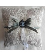 Coussin victorien Porte Alliances Camée bleu et blanc, Mariage bleu