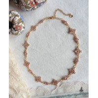 Princesse, Collier de d&eacute;claration m&eacute;di&eacute;val Losange rose et blanc, Ren Faire, Reine Tudor, Dark Academia, Renaissance