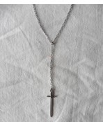 Glory Silver Sword Lariat Necklace, Dagger, Gothic, Medieval, Knight, Dark Academia