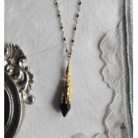 Collier Pendule larme cristal de verre Elfe noir