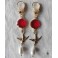 Cliodhna Boucles d'oreilles Oiseau Cristal rouge et Perle goutte or