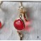 Cliodhna Boucles d'oreilles Oiseau Cristal rouge et Perle goutte or