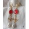 Cliodhna Boucles d'oreilles Oiseau Cristal rouge et Perle goutte or